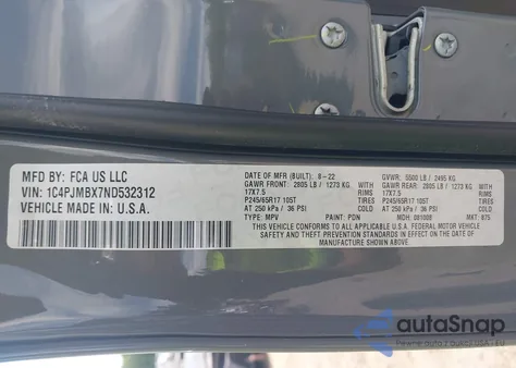 2022 Jeep Cherokee Trailhawk 4X4 из США, поврежденный, VIN 1C4PJMBX7ND532312